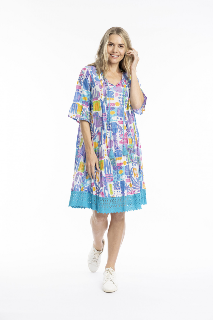Women's Dresses | Hannah Short Sleeve Tunic Boho Dress | ONE SUMMER