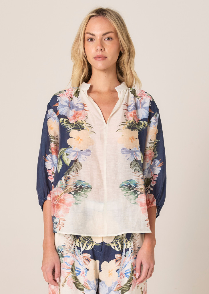 Women’s Tops | Solara Split Neck Blouse | Fate & Becker 