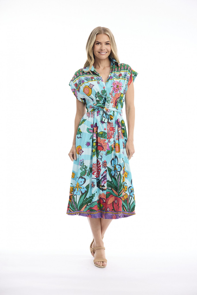 Women's Dresses | Provence Collar Tie Waist Dress | ORIENTIQUE