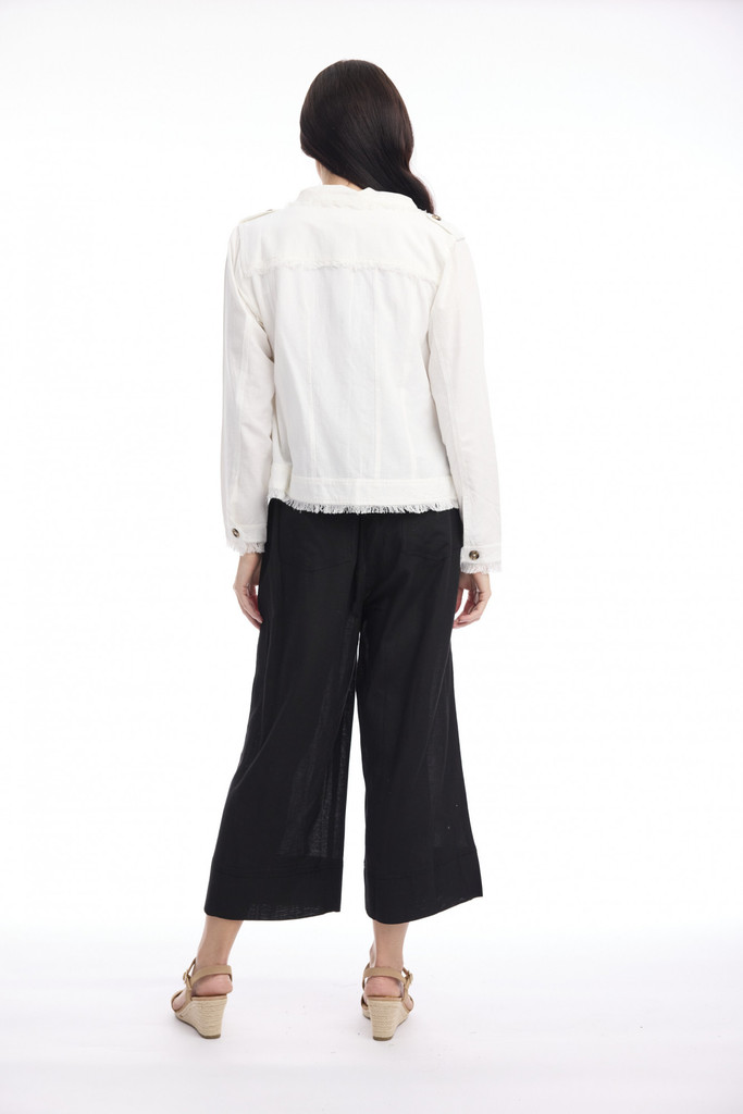 Women's Dresses | Linen Blend Fringe Jacket  | ORIENTIQUE