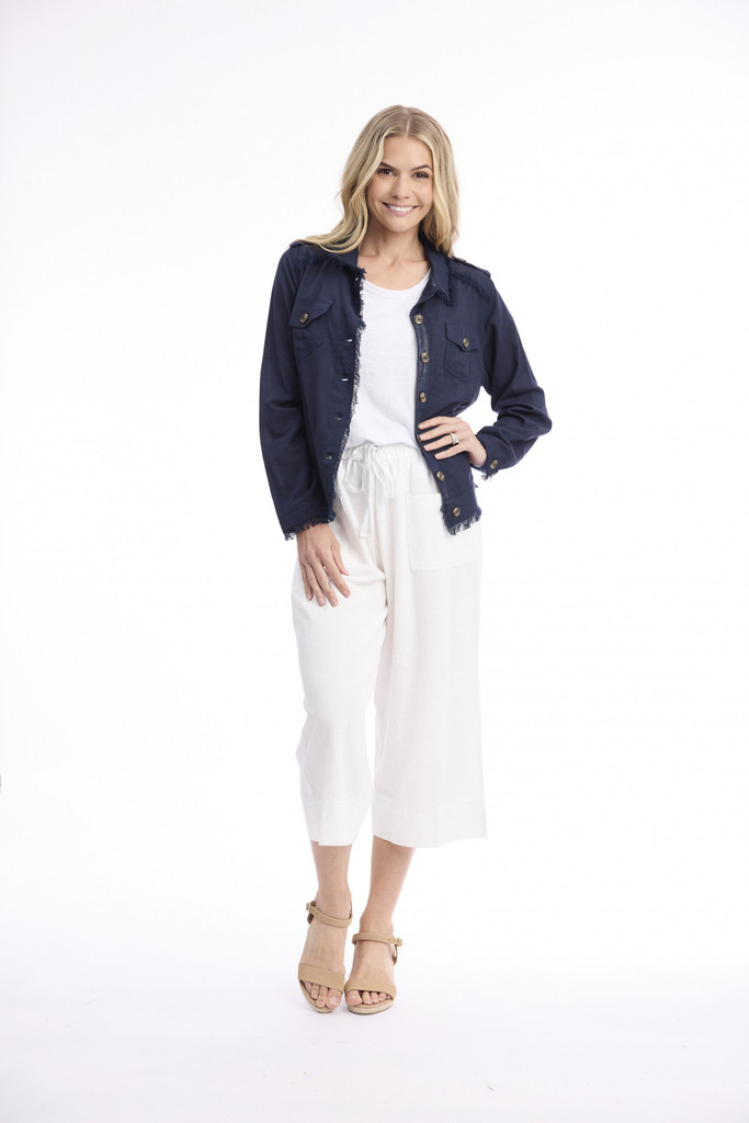 Women's Dresses | Linen Blend Fringe Jacket  | ORIENTIQUE