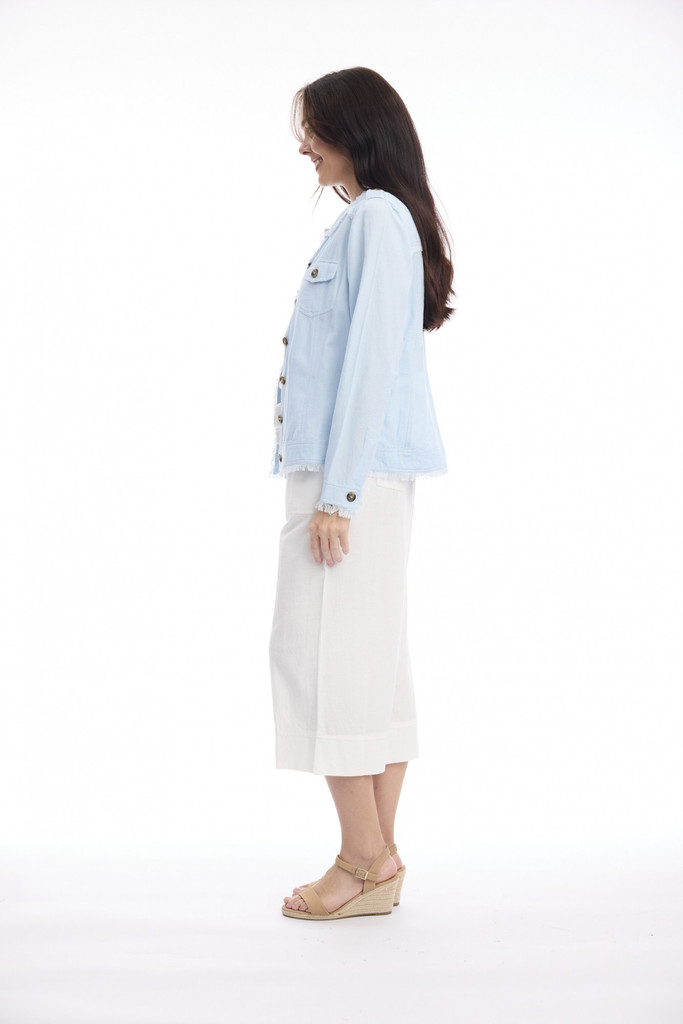 Women's Dresses | Linen Blend Fringe Jacket  | ORIENTIQUE