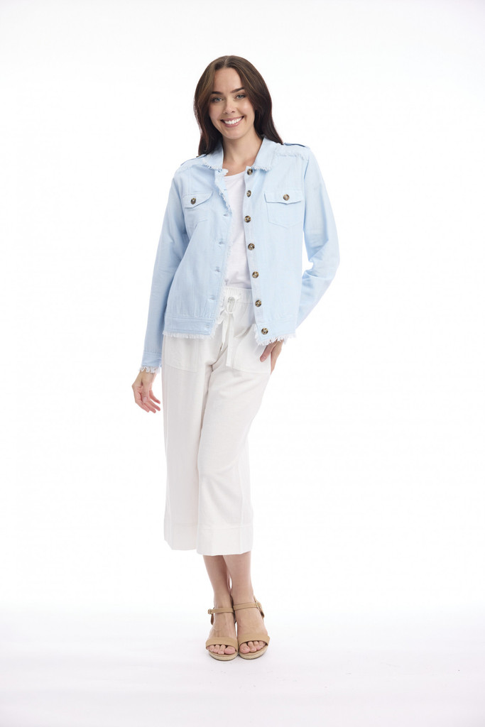 Women's Dresses | Linen Blend Fringe Jacket  | ORIENTIQUE