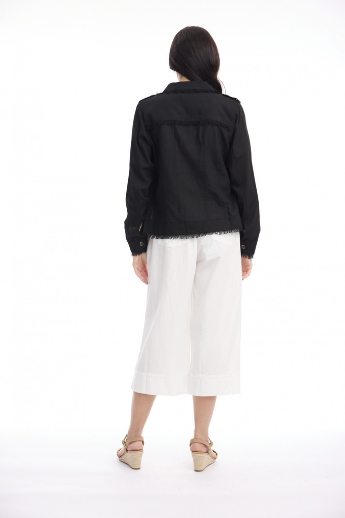 Women's Dresses | Linen Blend Fringe Jacket  | ORIENTIQUE