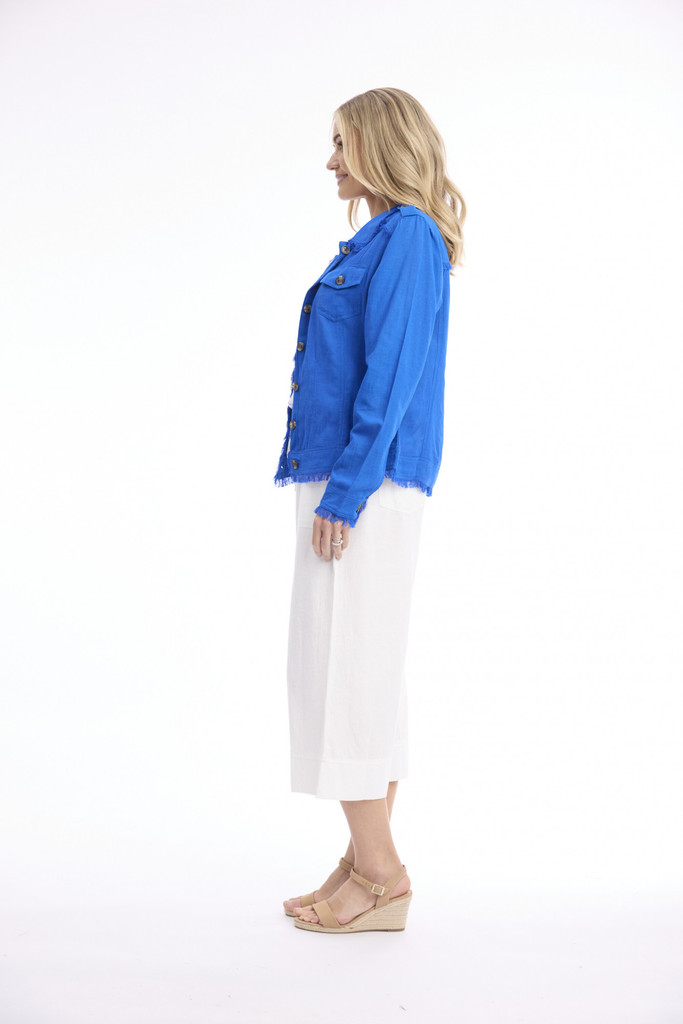 Women's Dresses | Linen Blend Fringe Jacket  | ORIENTIQUE