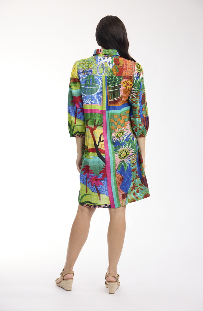 Women's Dresses | Le Moulin Collar 3/4 Sleeve Dress | ORIENTIQUE