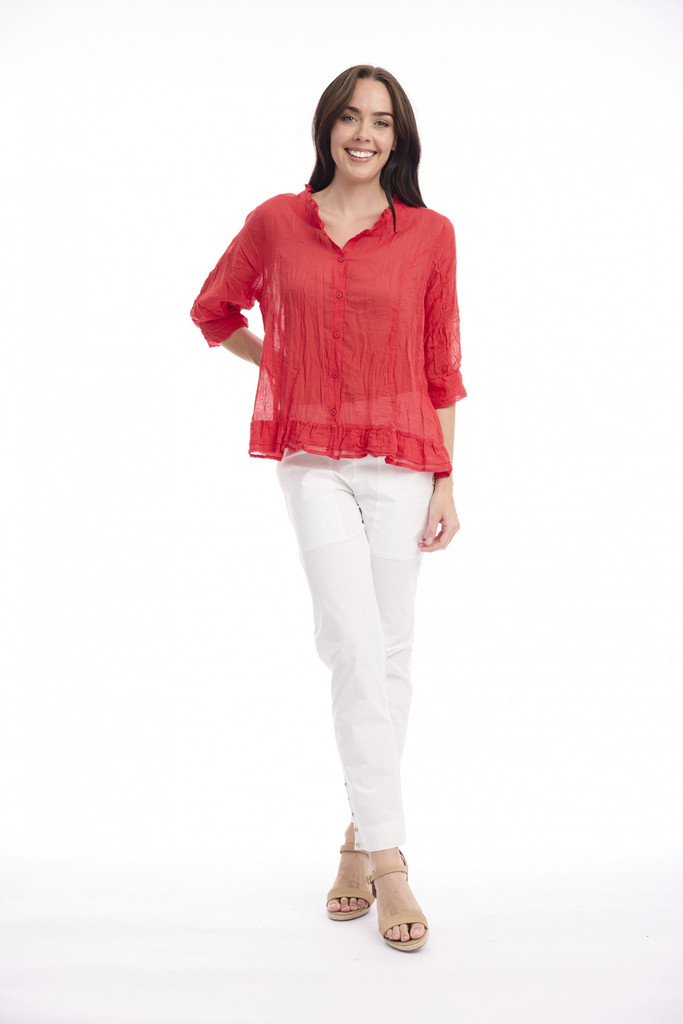 Women's Top | Cotton Gauze Buttonthrough Top | ORIENTIQUE
