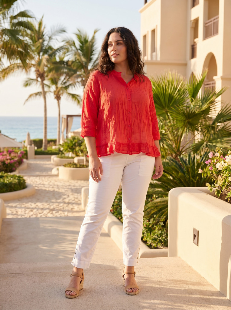 Women's Top | Cotton Gauze Buttonthrough Top | ORIENTIQUE