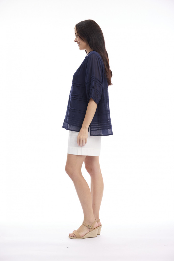 Women's Top | Cotton Gauze Pleated Top | ORIENTIQUE