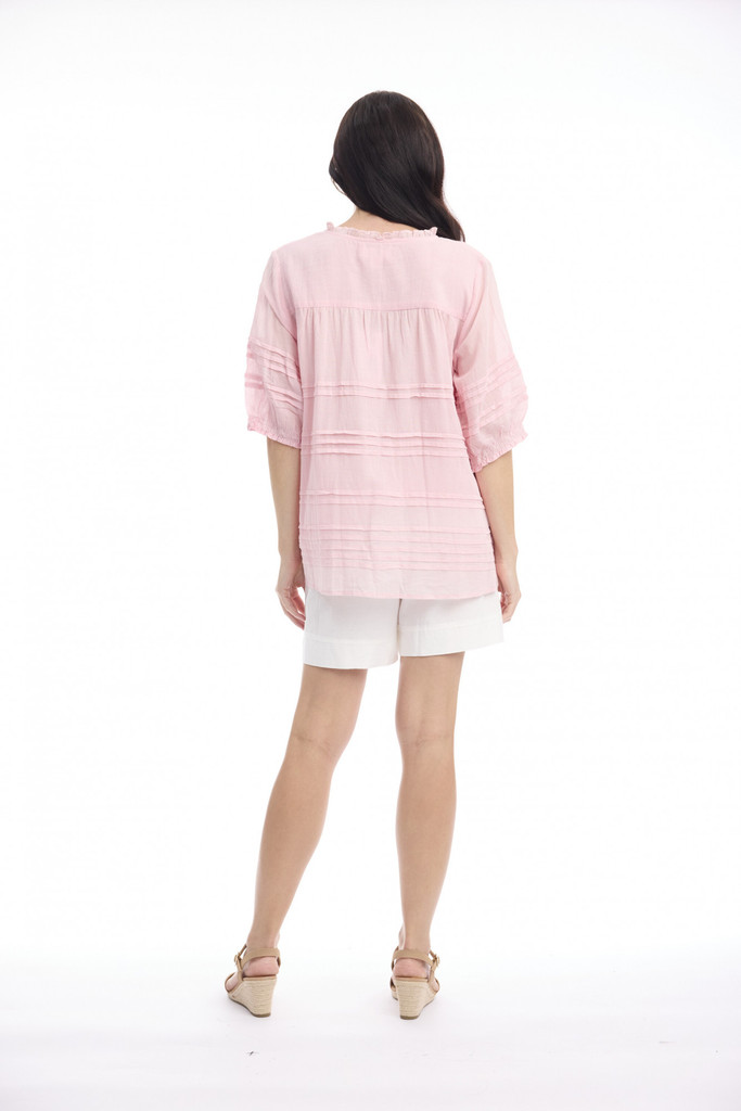 Women's Top | Cotton Gauze Pleated Top | ORIENTIQUE