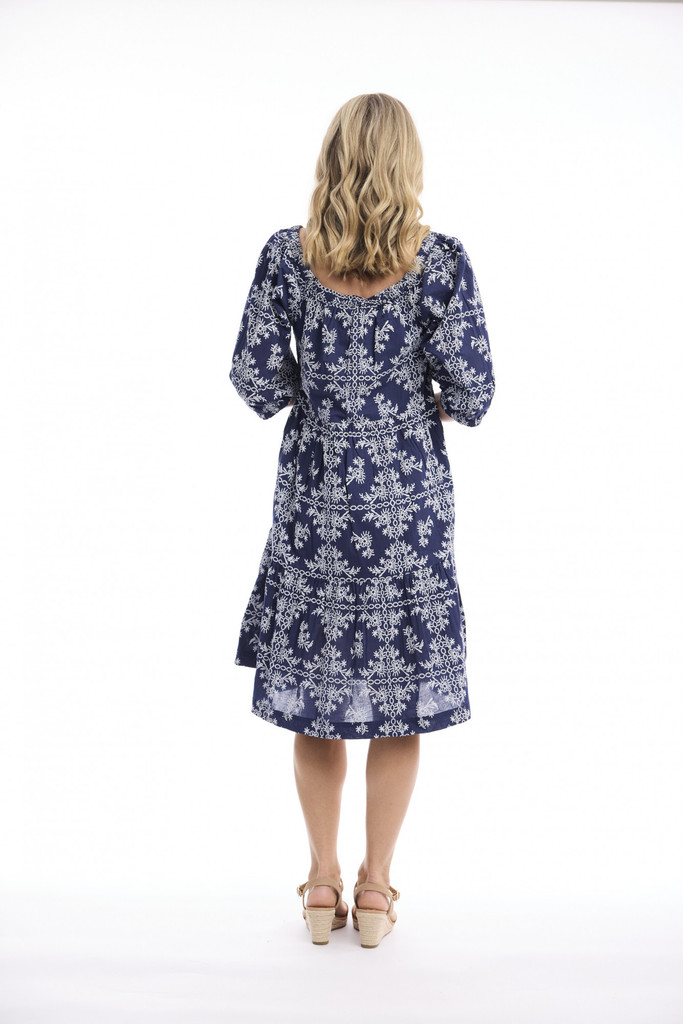 Women's Dresses | Broderie Print Square Neckline Dress | ORIENTIQUE