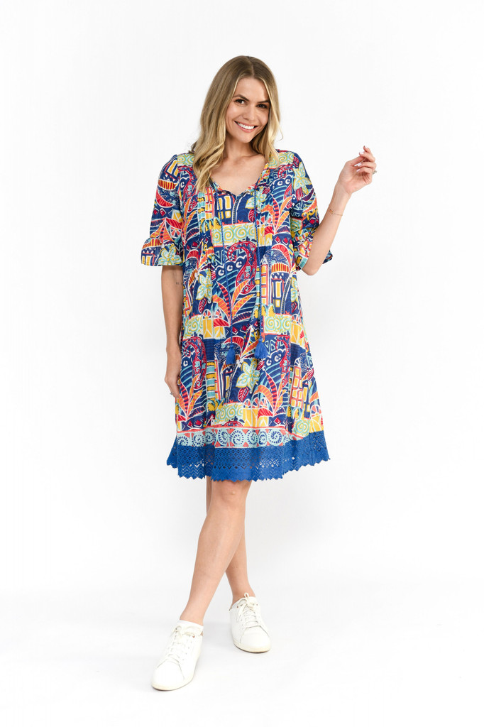 Women's Dresses | Hannah Short Sleeve Tunic Boho Dress | ONE SUMMER