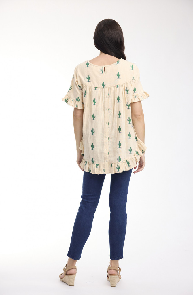 Women's Top | Citadelle Embroidered Frill Top | ORIENTIQUE