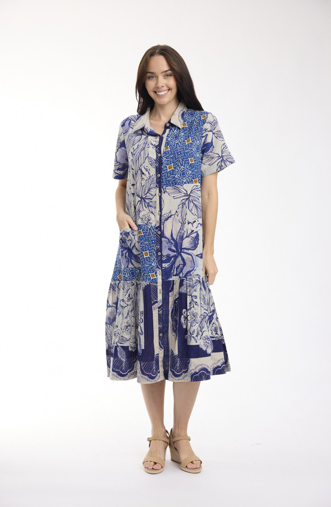 Women's Dresses | Avignon Patch Long Dress | ORIENTIQUE