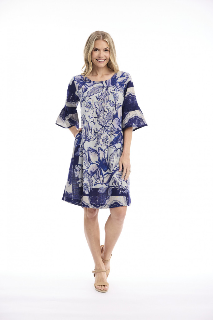 Women's Dresses | Avignon Contemporary Frill Sleeve Dress | ORIENTIQUE