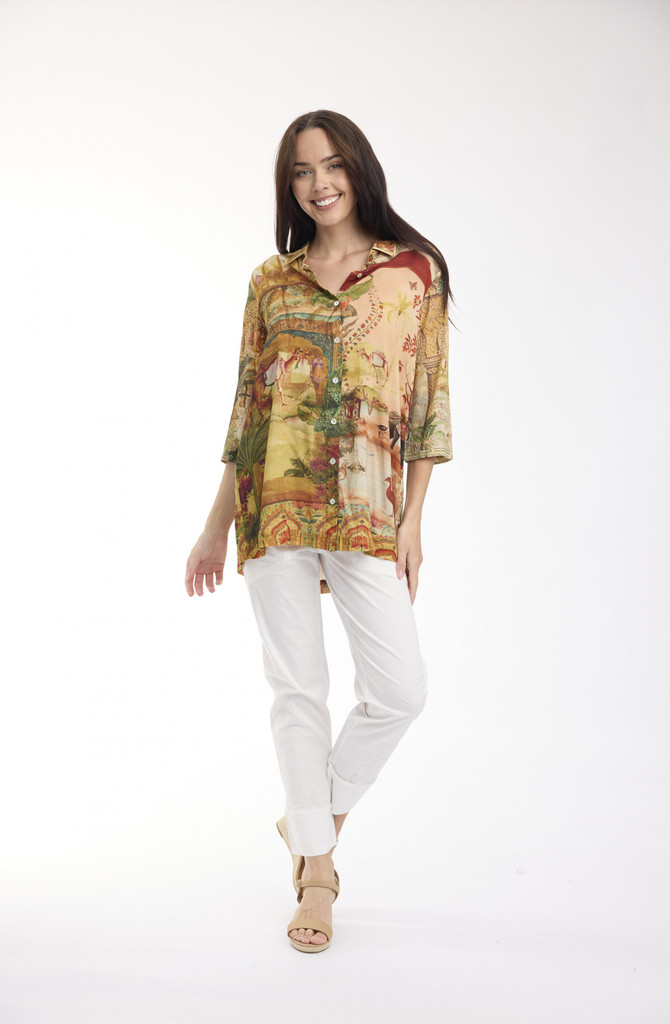Women's Dresses | Digital Collared Shirt Dress | ORIENTIQUE