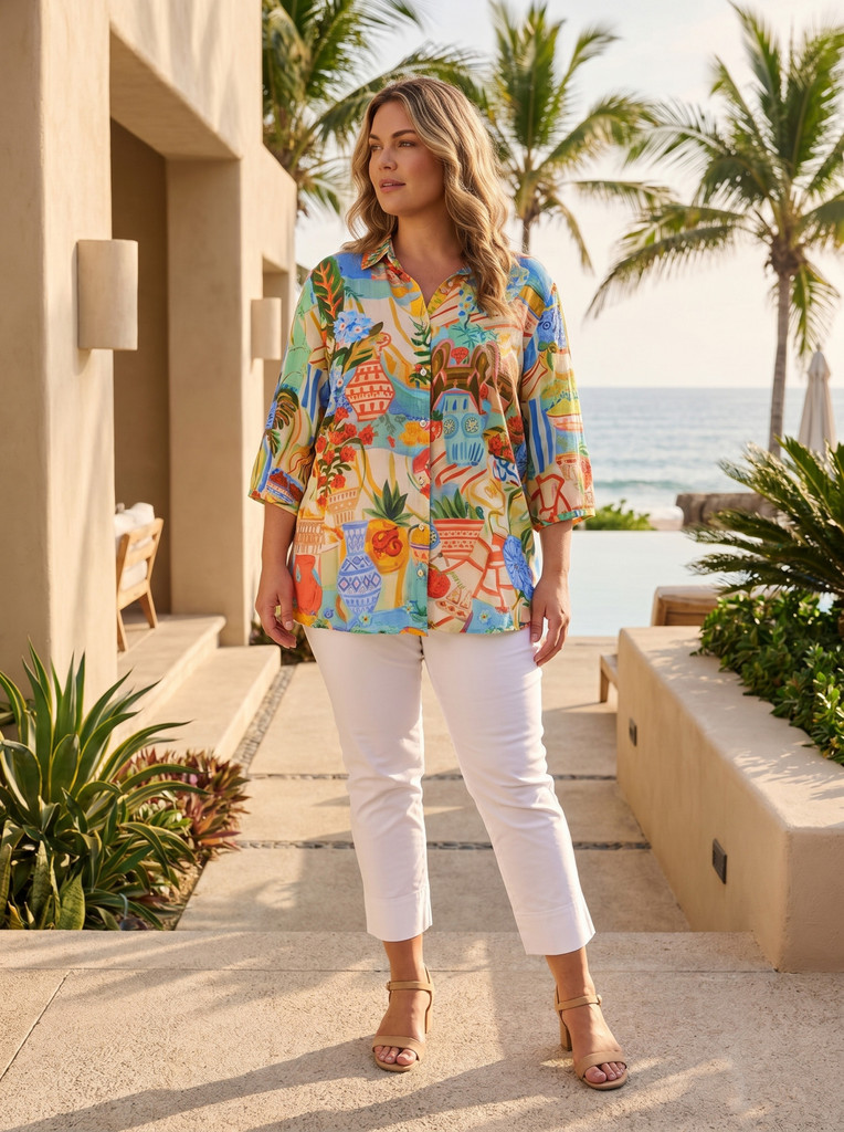 Women's Dresses | Digital Collared Shirt Dress | ORIENTIQUE