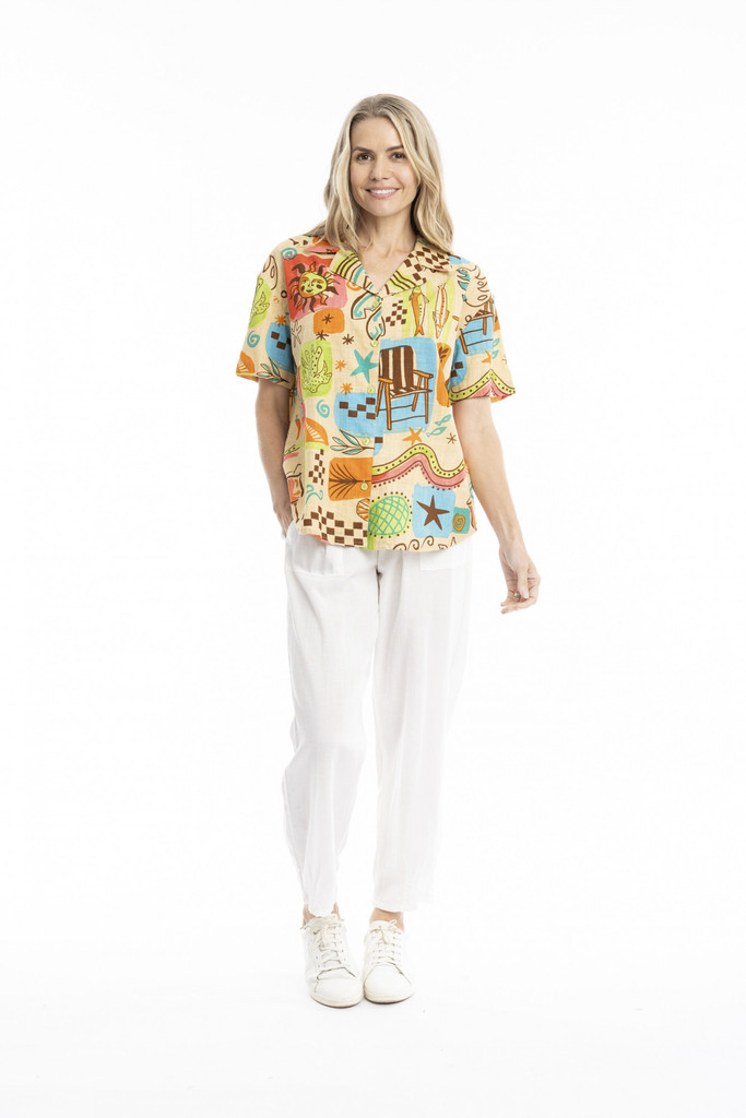 Women's Top | Margot Collared Short Sleeve Top| ONE SUMMER
