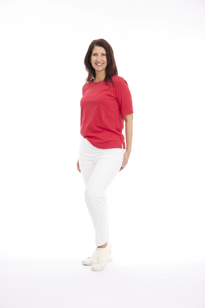 Red | Cuff Hem T-Shirt  by Cafe Latte | Alibi Online