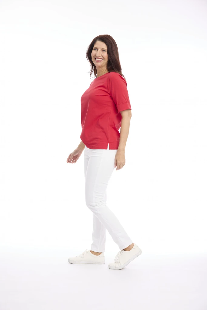 Red | Cuff Hem T-Shirt  by Cafe Latte | Alibi Online