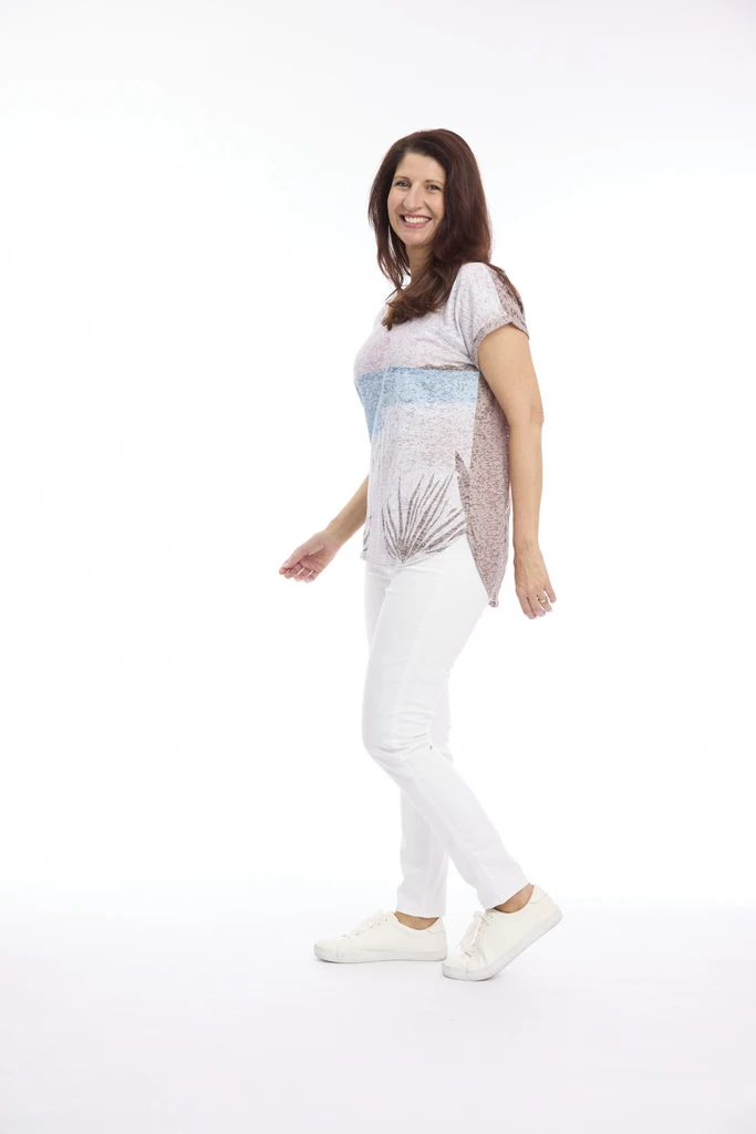 Mocha | Round Neck Tee with Sublimation Print  by Cafe Latte | Alibi Online