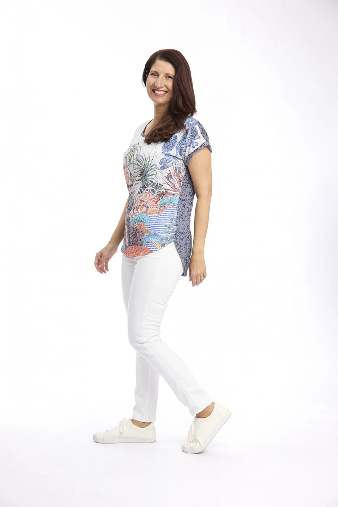 Round Neck Burnout Tee in Navy by Cafe Latte*