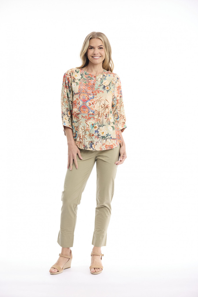 Women's Top | Gordes Round Neck Buttonthrough Top | ORIENTIQUE