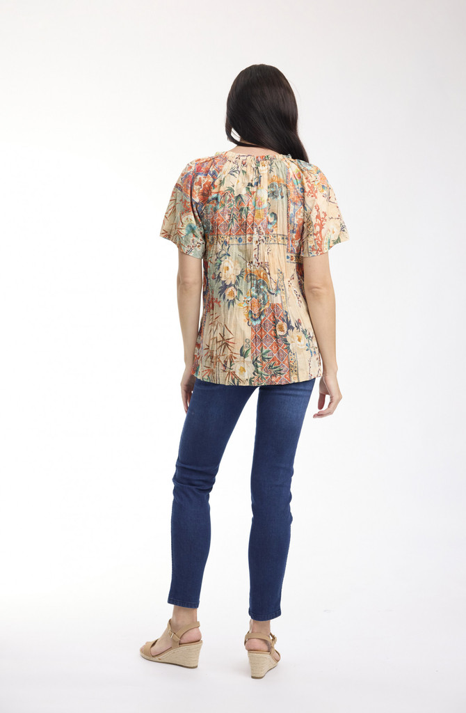 Women's Top | Gordes Frill Neckline Top | ORIENTIQUE