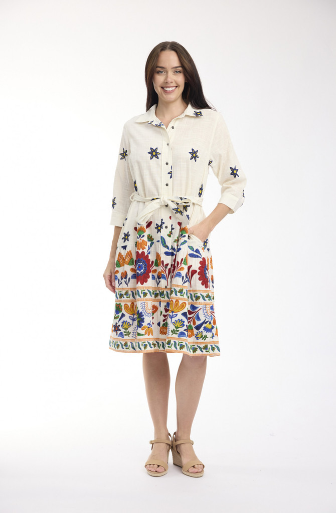 Women's Dresses | Pellion Collar Tie Waist Dress | ORIENTIQUE