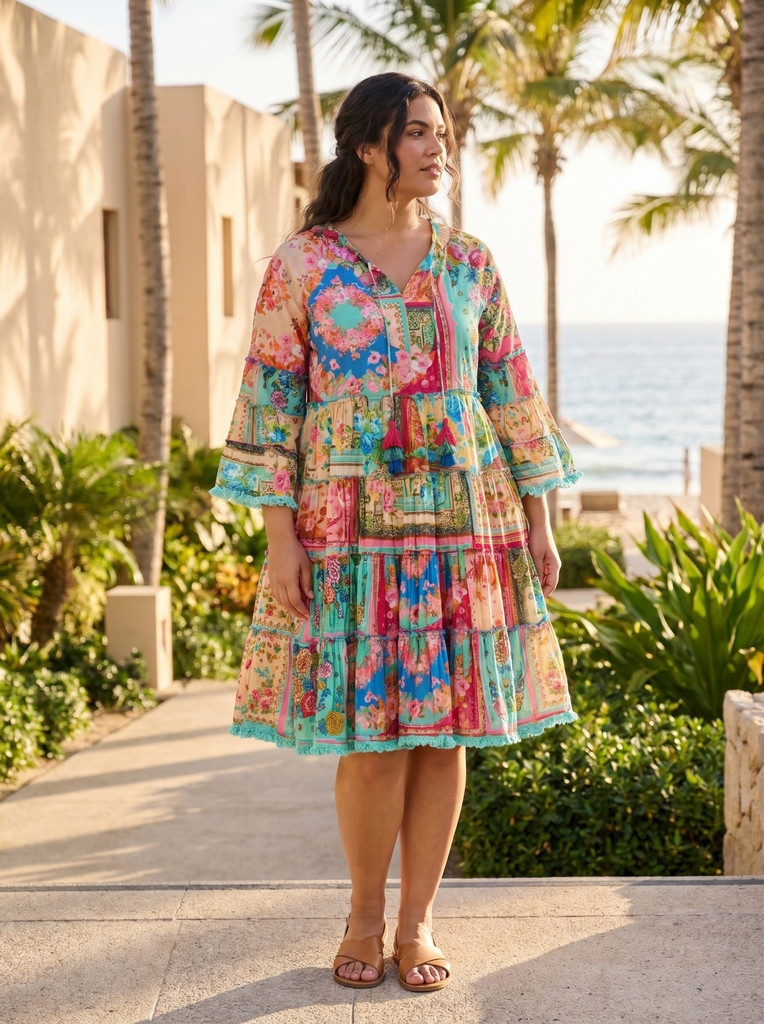 Women's Dresses | Foulard Fleurs Layers Dress | ORIENTIQUE