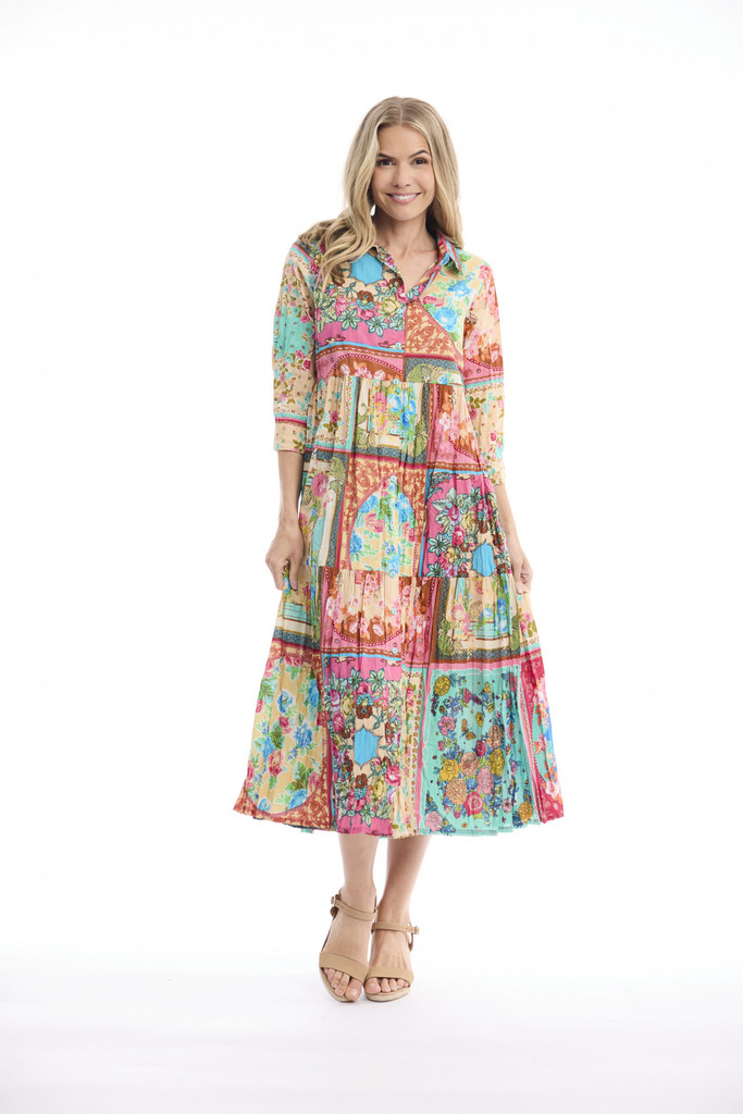Women's Dresses | Foulard Fleurs Layers Collar Dress | ORIENTIQUE