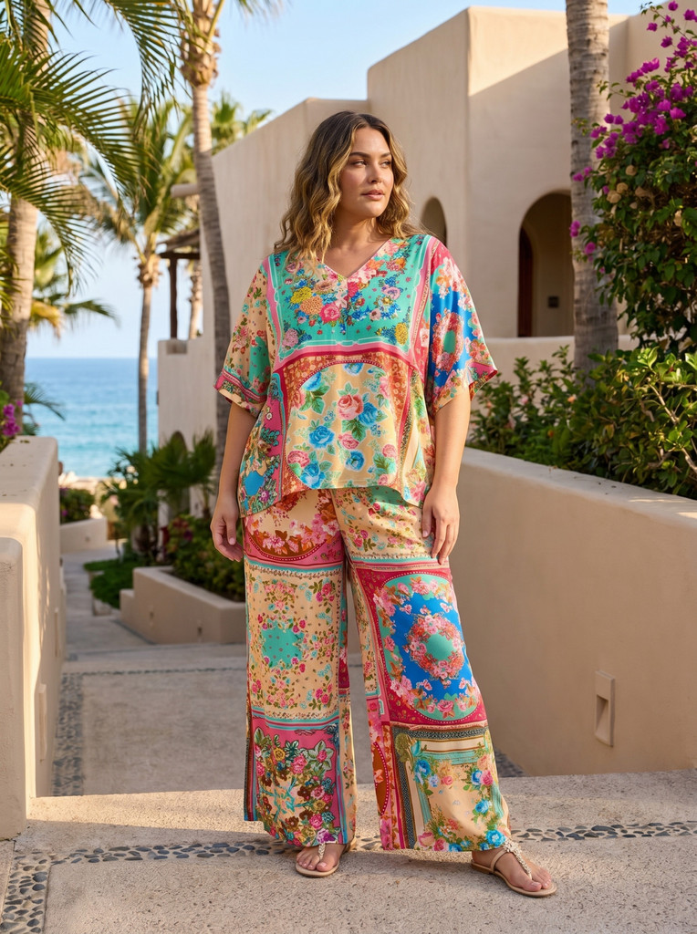 Women's Top | Foulard Fleurs Oversize Top | ORIENTIQUE
