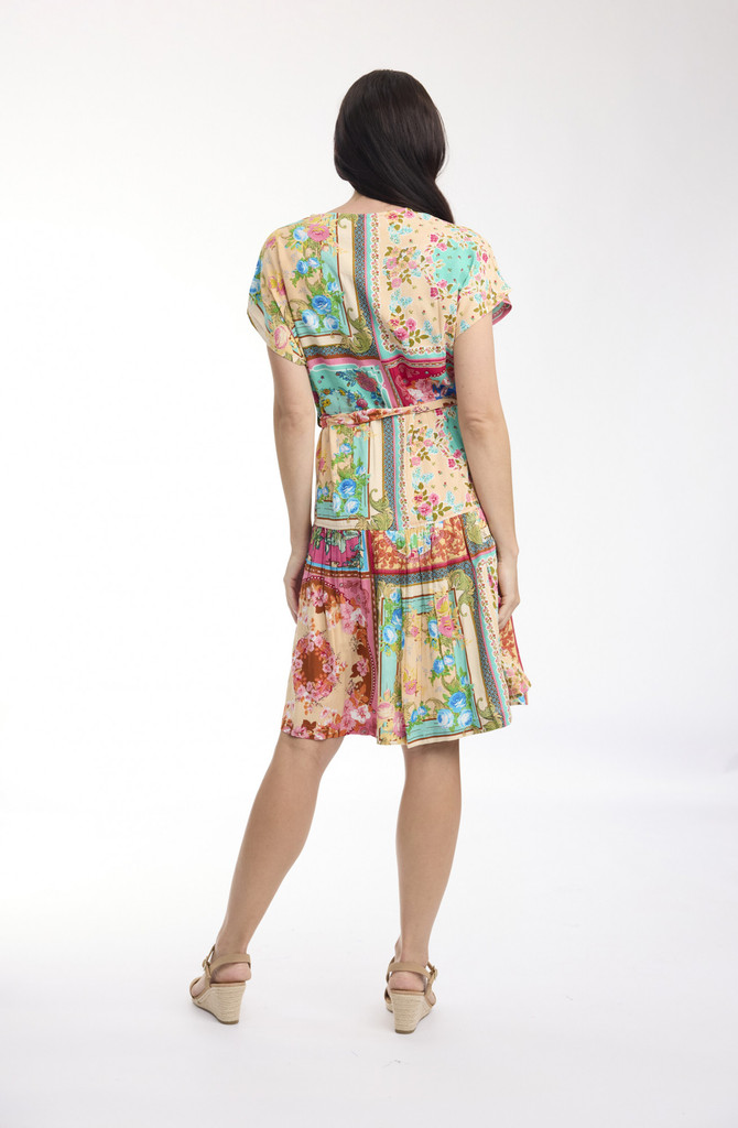Women's Dresses | Foulard Fleurs V Neck Buttonthrough Short Dress | ORIENTIQUE