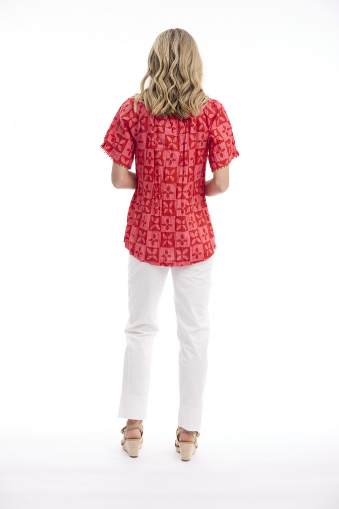 Women's Top | Mougins Frill Neckline Top | ORIENTIQUE