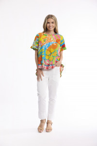 Women's Top | Mougins Frill Top | ORIENTIQUE