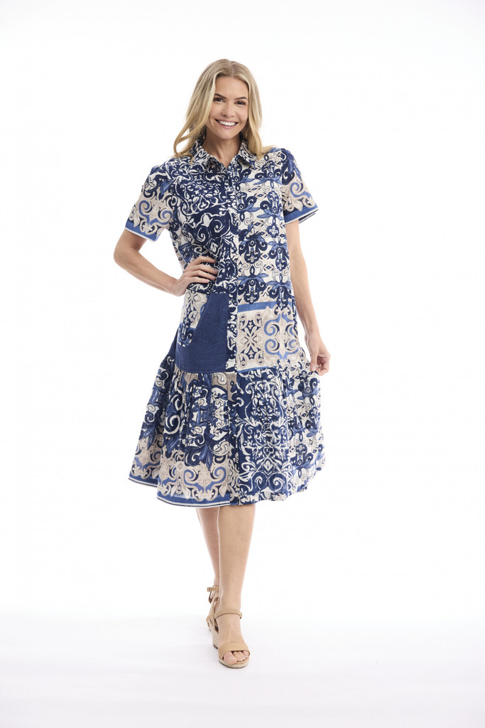 Women's Dresses | Monaco Patch Long Dress | ORIENTIQUE