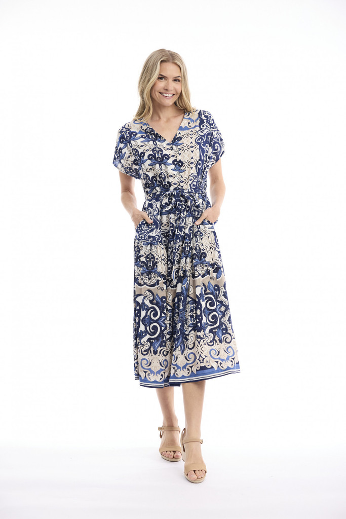 Women's Dresses | Monaco V Neck Buttonthrough Short Dress | ORIENTIQUE