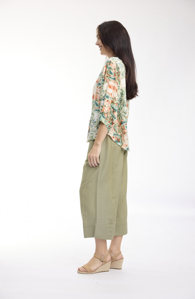 Women's Top | St Michiel Round Neck Buttonthrough Top | ORIENTIQUE