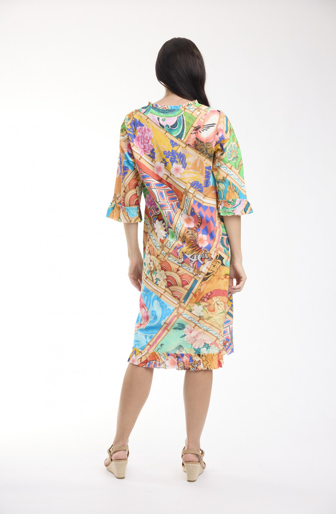 Women's Dresses | Garniers Bias V Neck Frill Dress | ORIENTIQUE