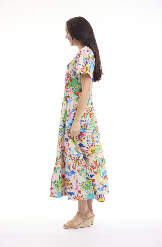 Women's Dresses | Camellias Maxi Short Sleeve Dress | ORIENTIQUE