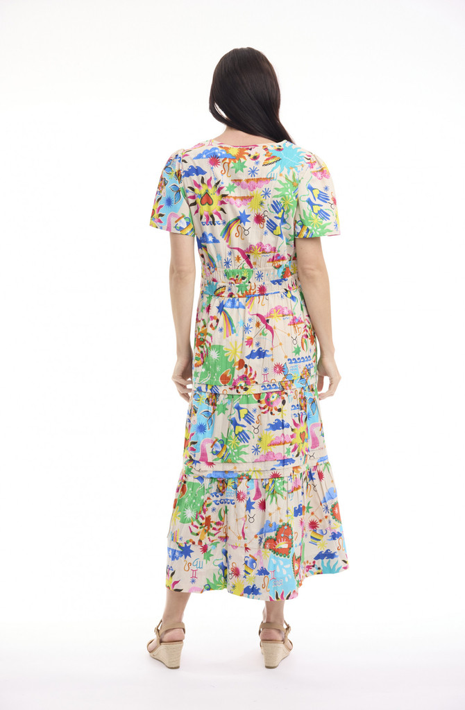 Women's Dresses | Camellias Maxi Short Sleeve Dress | ORIENTIQUE