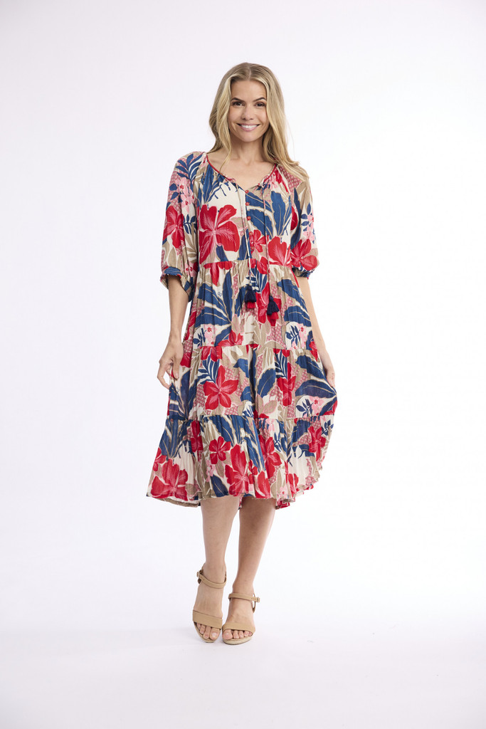 Women's Dresses | Cavailon Layers Puff Sleeve Dress | ORIENTIQUE