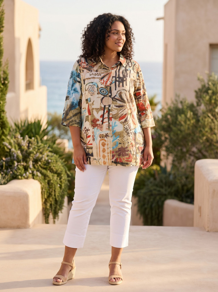 Women's Dresses | Digital Collared Shirt  | ORIENTIQUE
