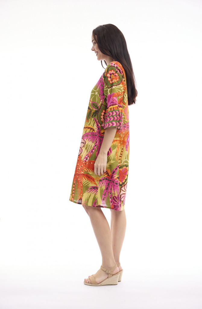 Women's Dresses | Tahiti Contemporary Frill Sleeve Dress | ORIENTIQUE