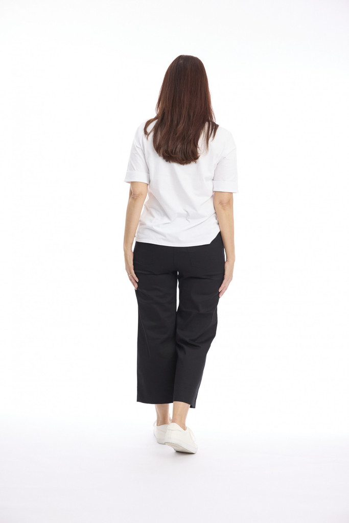 Black Drawstring Wide Leg 7/8 Pants by Café Latte | Alibi Online Australia
