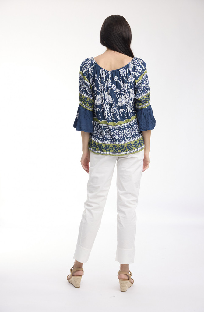 Paisley Border Navy Boho Top Tassel by Orientique | Alibi Online Australia
