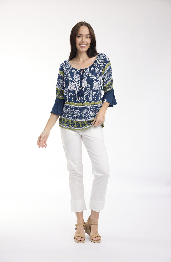 Paisley Border Navy Boho Top Tassel by Orientique | Alibi Online Australia
