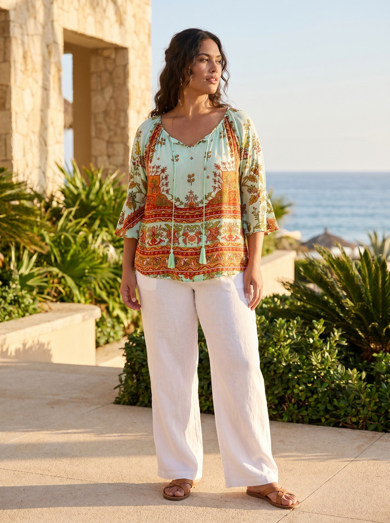 Indian Border Green Boho Top Tassel by Orientique | Alibi Online Australia
