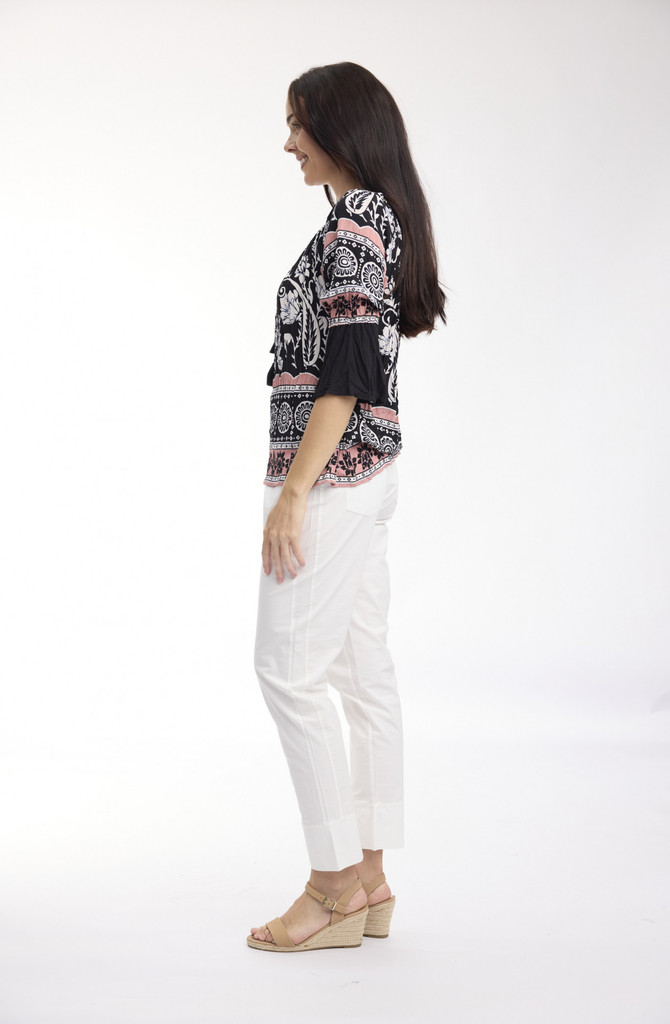 Paisley Border Black Boho Top Tassel by Orientique | Alibi Online Australia
