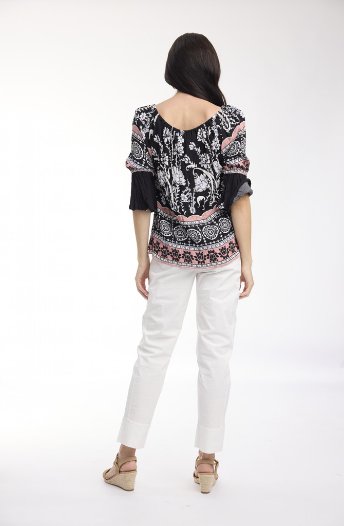 Paisley Border Black Boho Top Tassel by Orientique | Alibi Online Australia
